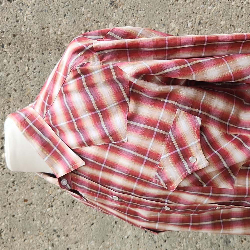 Men's Western Red Plaid Shirt - Picture 7 of 14